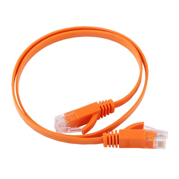 Flad RJ45 CAT6 Ethernet netværkskabel - 0,5m - 1000M - Orange