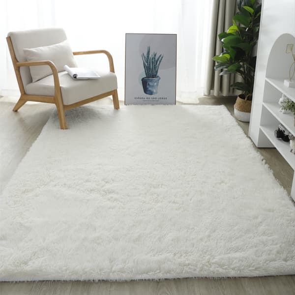 【BQ】Sidenmatta plysch vardagsrum sovrum sängfilt golvmatta vit white white 200*300cm