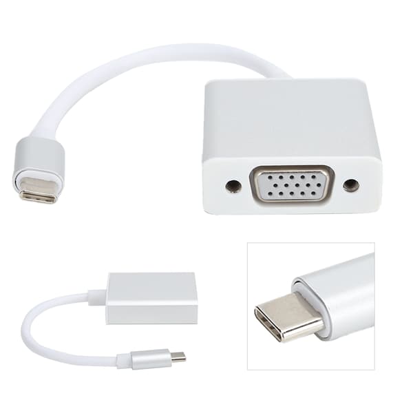 TypeC til VGA Adapter Sølv Kompakt Han til Hun Konverter Kompatibel til OS X