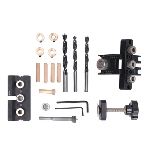 Doweling Jig Drill Kit i aluminiumslegering, justerbar dybdeboringsguide