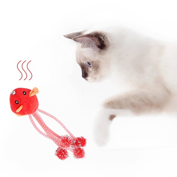 Farfi Kattunge Toy Mus Form Lindra tristess Leka Teaser Husdjur Interaktiv plyschleksak for Kitty Red