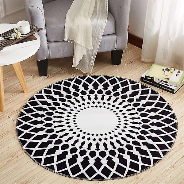 Rundt område Teppe Geometrisk Mønster Teppe Nordisk Stil Sklisikker matte For Stue Soverom 120CM JRD8017