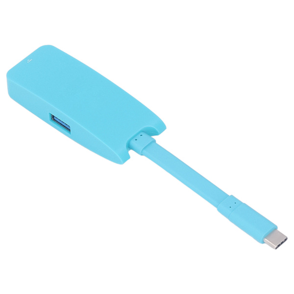 3 i 1 USB C Docking Station 4K HDMI Multifunktionel Erstatningsdock Blå