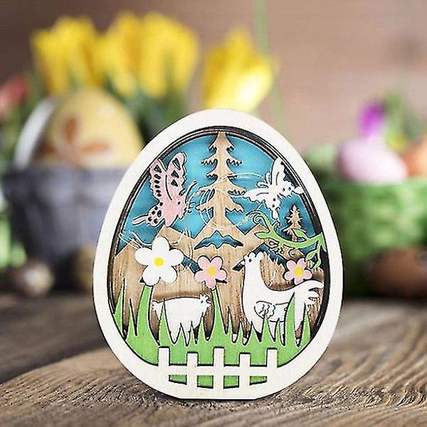 Påskdekoration Hem Trä Kanin Led Ljus Påsk Hantverk Prydnader Påskägg Easter Eggs