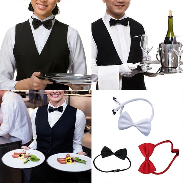 【BQ】Formel butterfly knudefri design elastisk butterfly justerbar og nem at bære til bartender skolefest kostume begivenhed hvid White