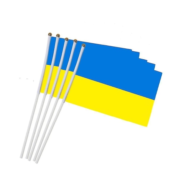 War Peace 5kpl Ukrainan lippulippu, Ukraina 14*21cm Kädessä pidettävä minilippu valkoisella tangolla
