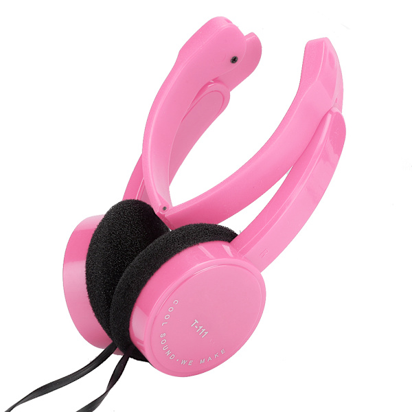 Foldbart kablet stereo headset med mikrofon til børn Smartphone Tablet Pink