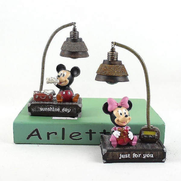 Hhcx-2stk Mickey Minnie Små Nattlys Lampe Resin Hjemmepynt