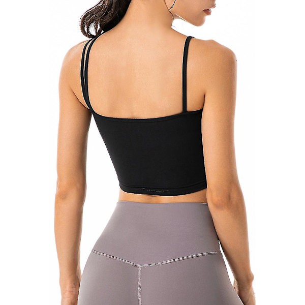 Yoga Tank Top Sports BH Tynn skulderrem Sling Top Fitness BH Black S
