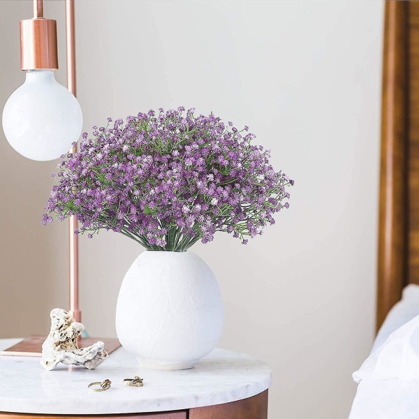 Kunstige Gypsophila buketter 12 stk. Falske ægte berøringsblomster til gør-det-selv bryllup dekoration Hjemmefest Blå Purple