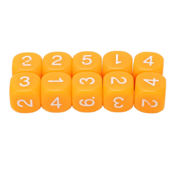 20 stk. 6-sidede nummerterninger med runde hjørner, plastikbrætspil, undervisningsværktøjer, orange