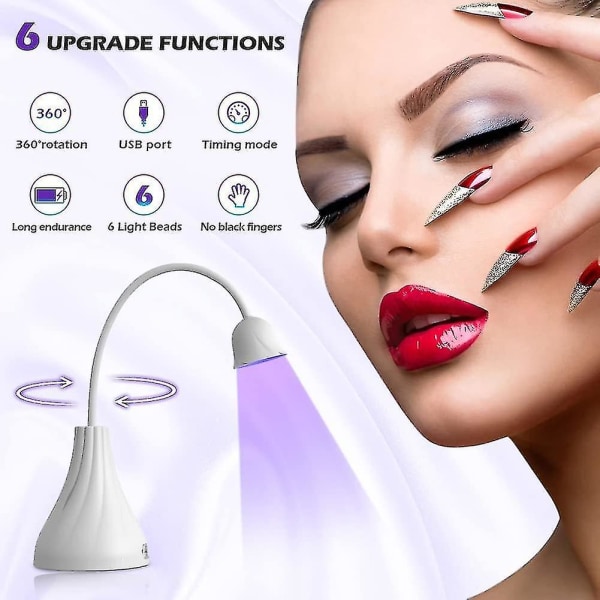 Led Uv Nail Lamp, Mini Lotus Hands Free Light Roterbar Nail Dryer Quick Dry Nail Polish Curing Lamp