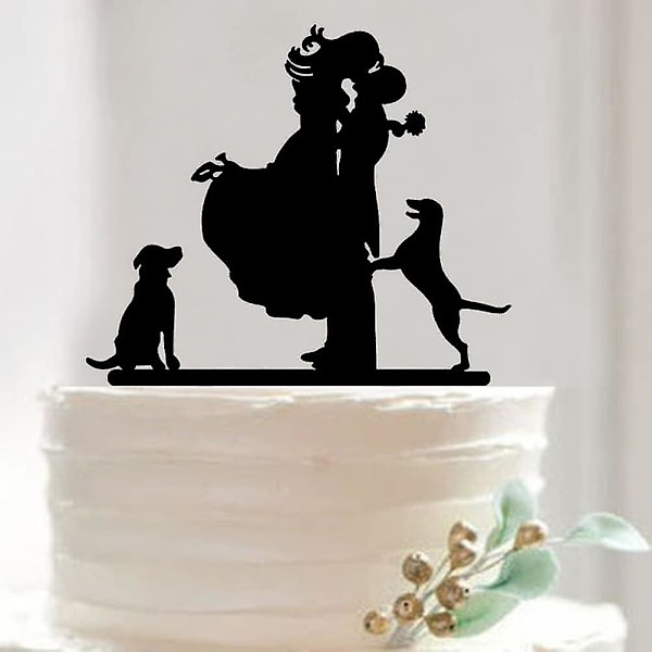 Cake Toppers Brudepar Med Hund Som Kakepynt Bryllupskake Topper