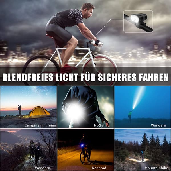 USB Oppladbar LED Sykkel Frontlykt 3200mAh Vanntett Frontlys