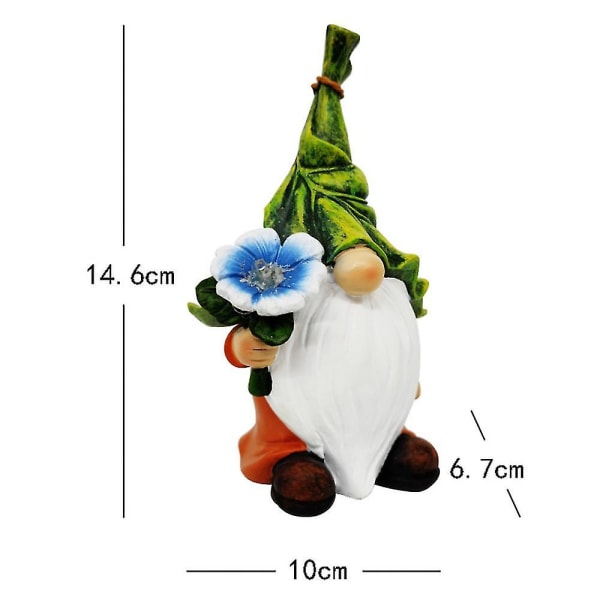 Gnome Solar Staty Resin Figurine Utomhus Trädgård Uteplats Inredning Yard Ornaments A