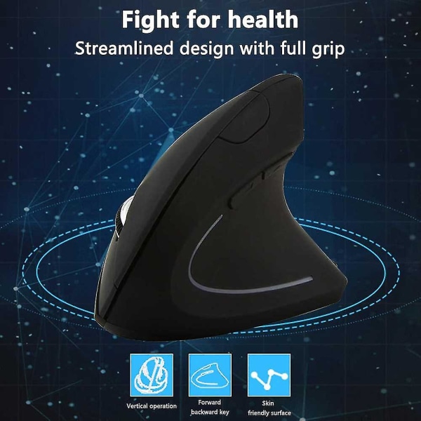 2,4g langaton pystysuuntainen ergonominen optinen hiiri-musta