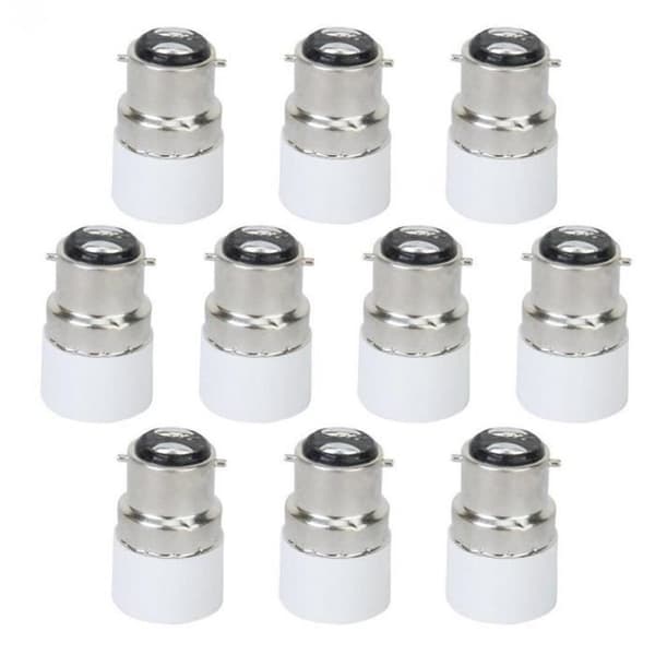 Dejlig 10-pak B22 til E14 LED Skruelampe Adapter Lampeholder Konverter Stikdåse