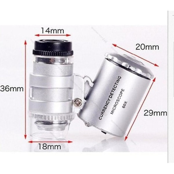 Mini 60x Led Uv Pocket Mikroskop Juveler's Forstørrelsesglas Justerbar
