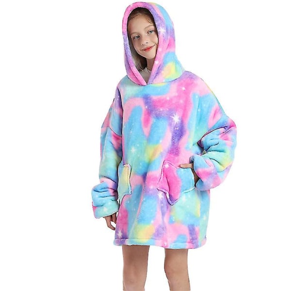 Oversized hættetrøje tæppe Fluffy fleece tæppe hættetrøje til kvinder Mænd Børn Bærbart hættetæppe med stor lomme Bronzing Children