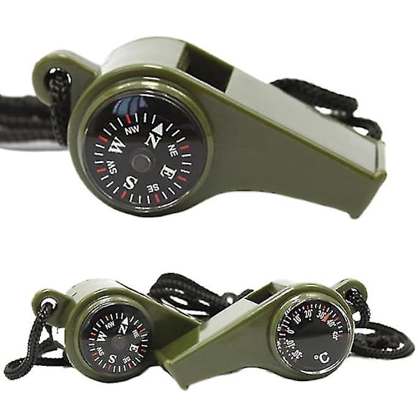 2-pack utomhus whistle kompass termometer 3 i 1 visselpipa överlevnad visselpipa fältträning överlevnadsverktyg