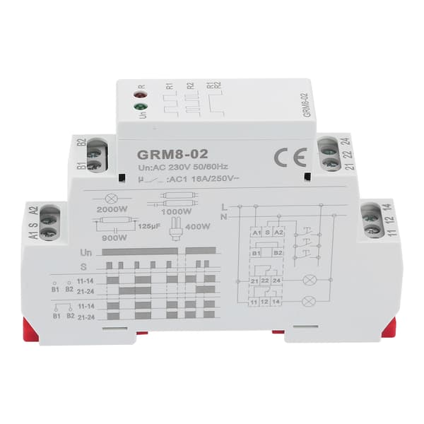 GRM8-02 Elektronisk Impulsrelä Låsrelä Minnesrelä AC 230V