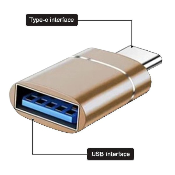 Type-c - USB 3.0, metalliseos Type C -sovitin, tukee jopa 5 g tiedonsiirtoa