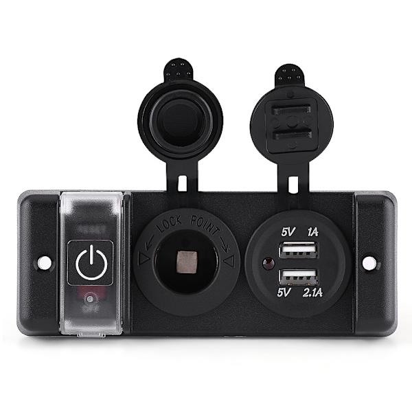 Vattentät Dual USB Power Socket Switch Panel för Car RV Marine Båt