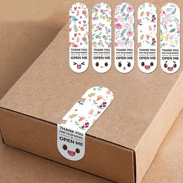 100 ark/pakke søde Emoji-takklistermærker - blomstermønstre, ideelle til emballering Blue