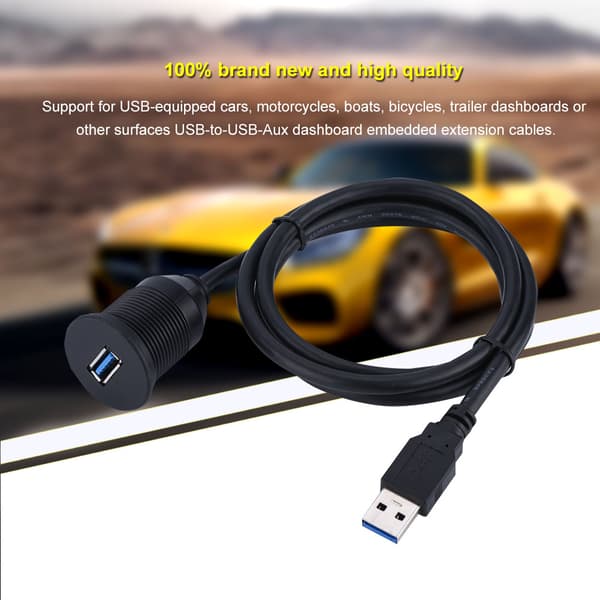 USB 3.0 Flush Dash Panel Monteringsforlængerkabel til Bil Båd Motorcykel 1M