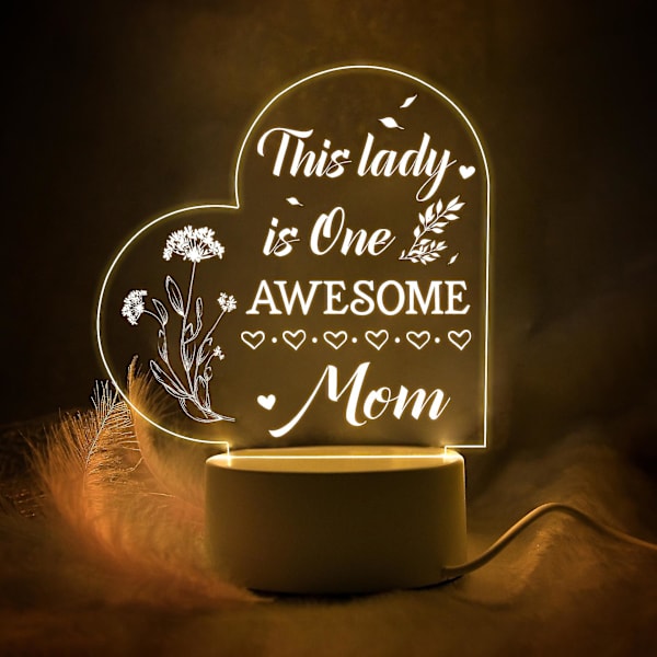Mors dag presenter Födelsedagspresenter till mamma Akryl USB power graverad nattlampa 3
