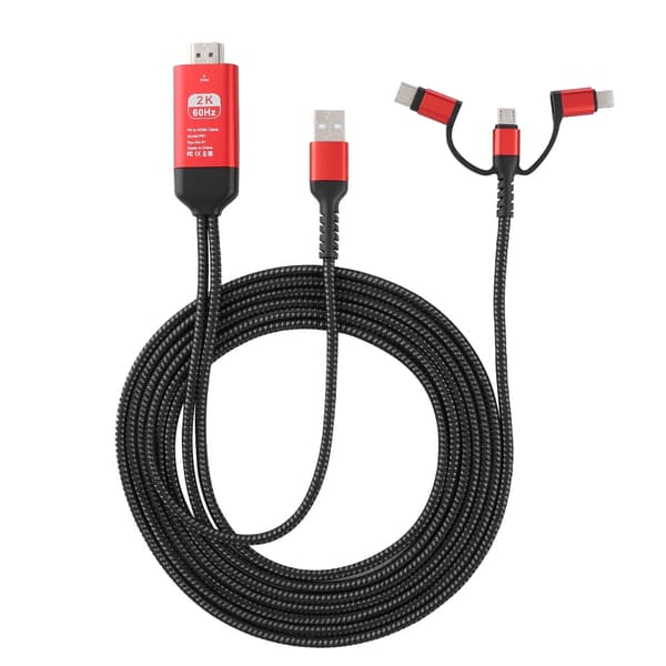 Universaali 3-in-1 HDMI HD 4K -videoadapterikaapeli - Micro USB, iOS, Type C