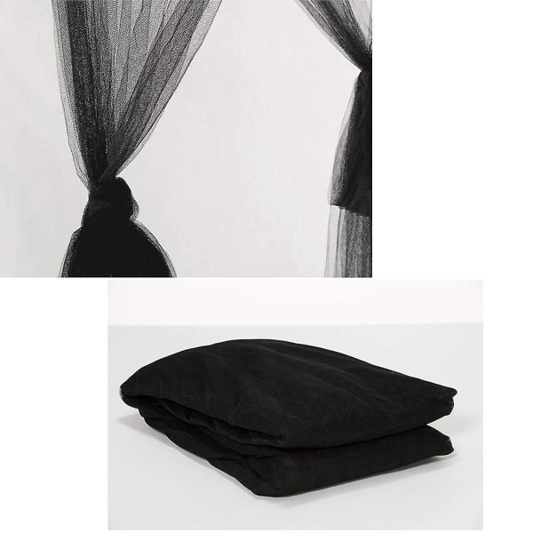 Polyester Canopy Beautiful Bed Canopy Size Mosquito Net For Double Bed (black)