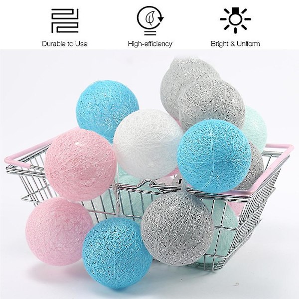 Cotton Ball Fairy Lights Led batteridrivna String Fairy Light