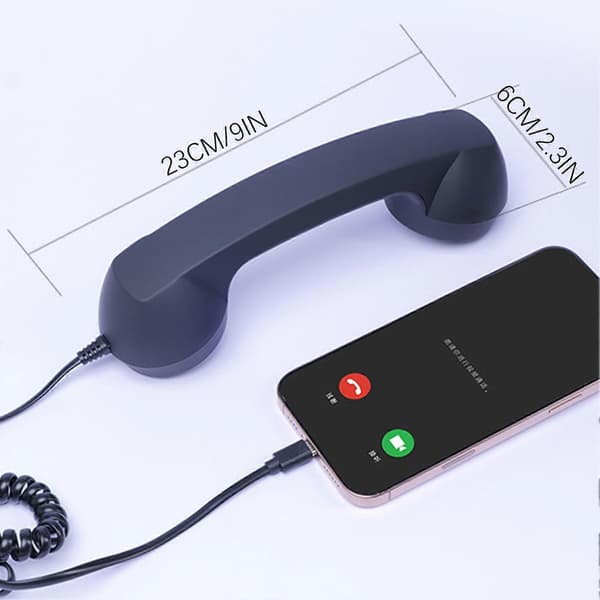 【BQ】USB-C Retro Telephone Handset for Mobile Phones - Plug & Play Receiver Radiation-Proof Comfortable Call for iPhone & Android [DB] White