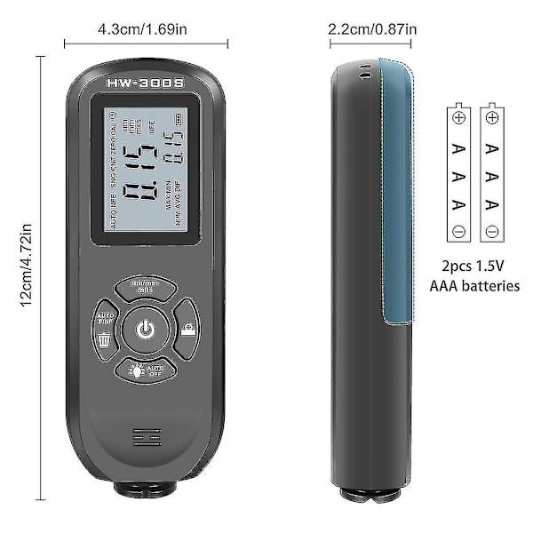 Digital Coating Tykkelse Måler Bilmaling Film Tykkelse Tester Meter Måling Fe/nfe_fs Black