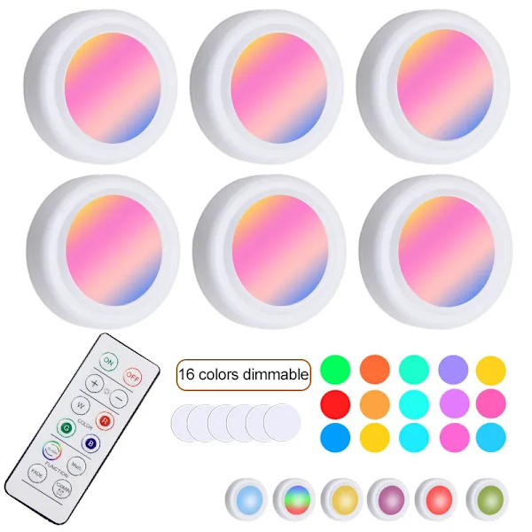 【BQ】Remote Control Night Light Wireless Sensor Lamp 6 Bulbs