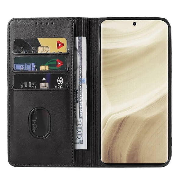 【BQ】Magnetisk Lukning Læder Telefonetui Sort Black For Realme GT5 Pro
