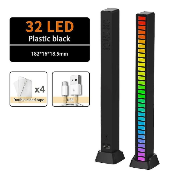 Rgb-rytmegenkendelseslys Lydkontrollys Musik Reactive Atmosphere Lampe USB-drevet sort USB Powered Black