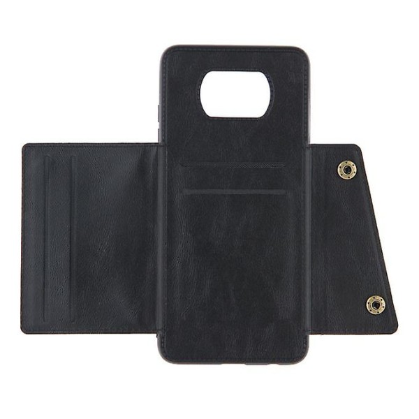 För Xiaomi Poco X3 dubbelspänne Pu + Tpu Stötsäkra magnetiska skyddsfodral & hållare (svart)