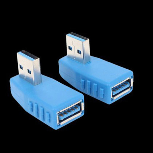 90 graders USB 3.0 hane till hona vänster- och högervinklad adapter Blå vänsterböj Left bend
