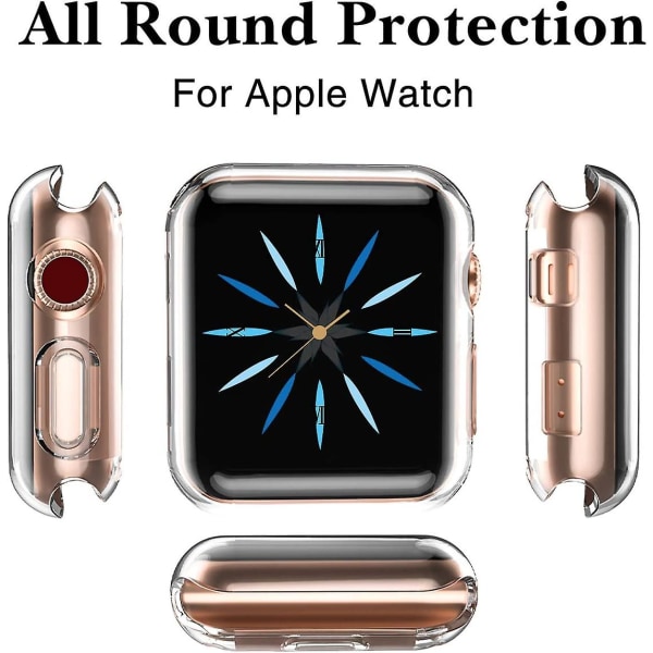 3-pak kompatibel med Apple Watch-fodral 38 mm, blød HD-skærmbeskyttelse med høj følsomhed med TPU rundt om Anti-fall Bumper Skyddsfodral Cover for
