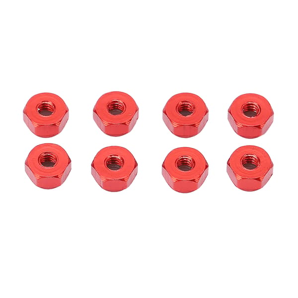 8 st Aluminiumlegering Lås Mutter Nylon Foder M2 Hex Lås Mutter för Axial Scx24 1/24 RC Modeller Röd