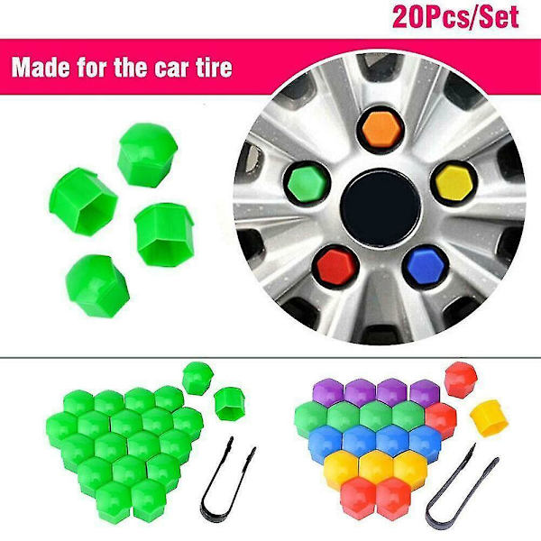 17mm/19mm/21mm auton pyörän mutterikorkit, auton renkaan muovikuori ruuvin pölysuojuksen cap kiinnikkeellä R G B 17mm