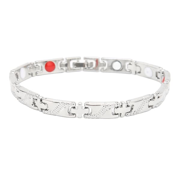 Trendy magnetisk terapi justerbart armbånd i titan stål for kvinner sølv