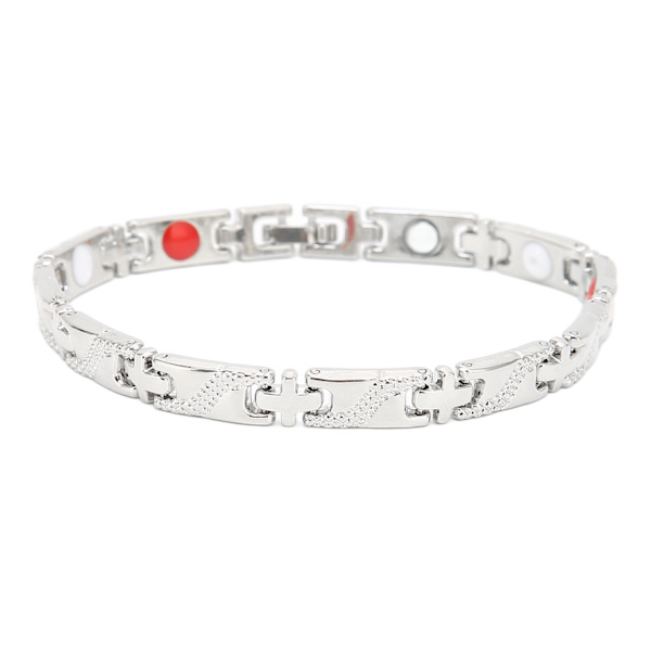 Trendy magnetisk terapi titanium stål justerbar længde armbånd til kvinder sølv