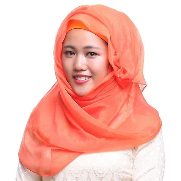Naisten islamilainen muslimi hijab-huivi Pehmeä huivi Dubai cover huivi huivi Orange