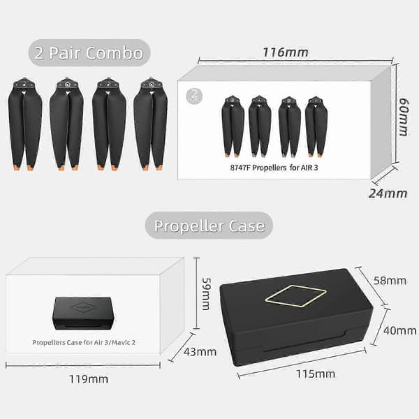 【BQ】Hurtigmonterende Propeller til DJI Air 3 2 Par Balancerede Støjsvage Plastpropeller double sided silver