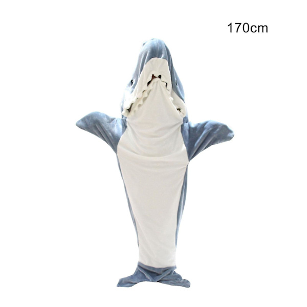 Shark Teppe Super Myk Koselig Flanell Hettegenser Shark Sovepose Shark Tail Wearable Fleece Teppe Voksen Barn Cosplay Shark Costume Shark Gaver 170CM