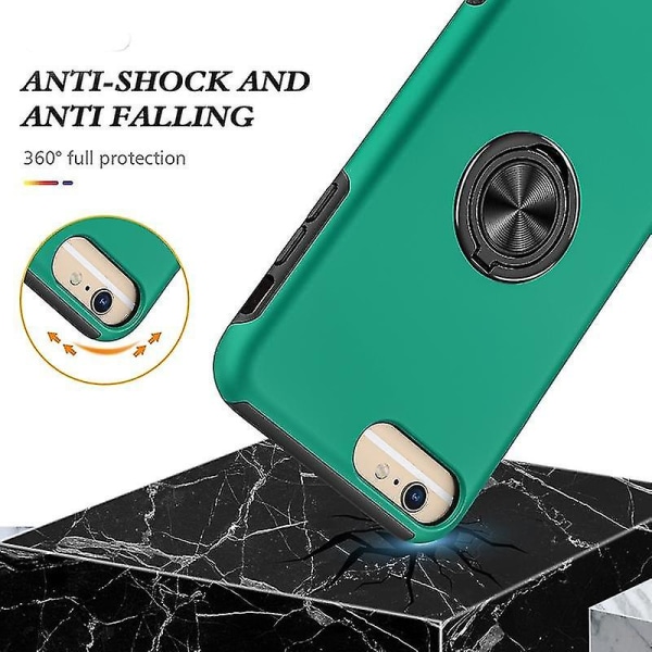Magnetisk ring Kickstand Stötsäkert phone case för Iphone 6 Plus (svart) Dark Green
