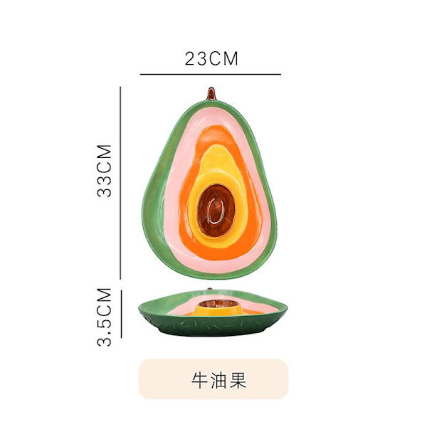 Keramisk salladsskål Spannmålsskål Pastaskålar Söta fruktformade skålar för soppa Fruktfat Barnmatbehållare 5 tum Dumpling Plate (Avocado)
